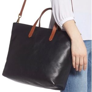 Madewell Zip Top Transport tote black brown